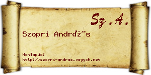 Szopri András névjegykártya